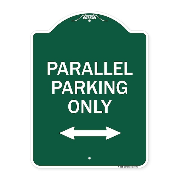 Signmission Parallel Parking W/ Bidirectional Arrow, Green & White Aluminum Sign, 18" x 24", GW-1824-23506 A-DES-GW-1824-23506 - main